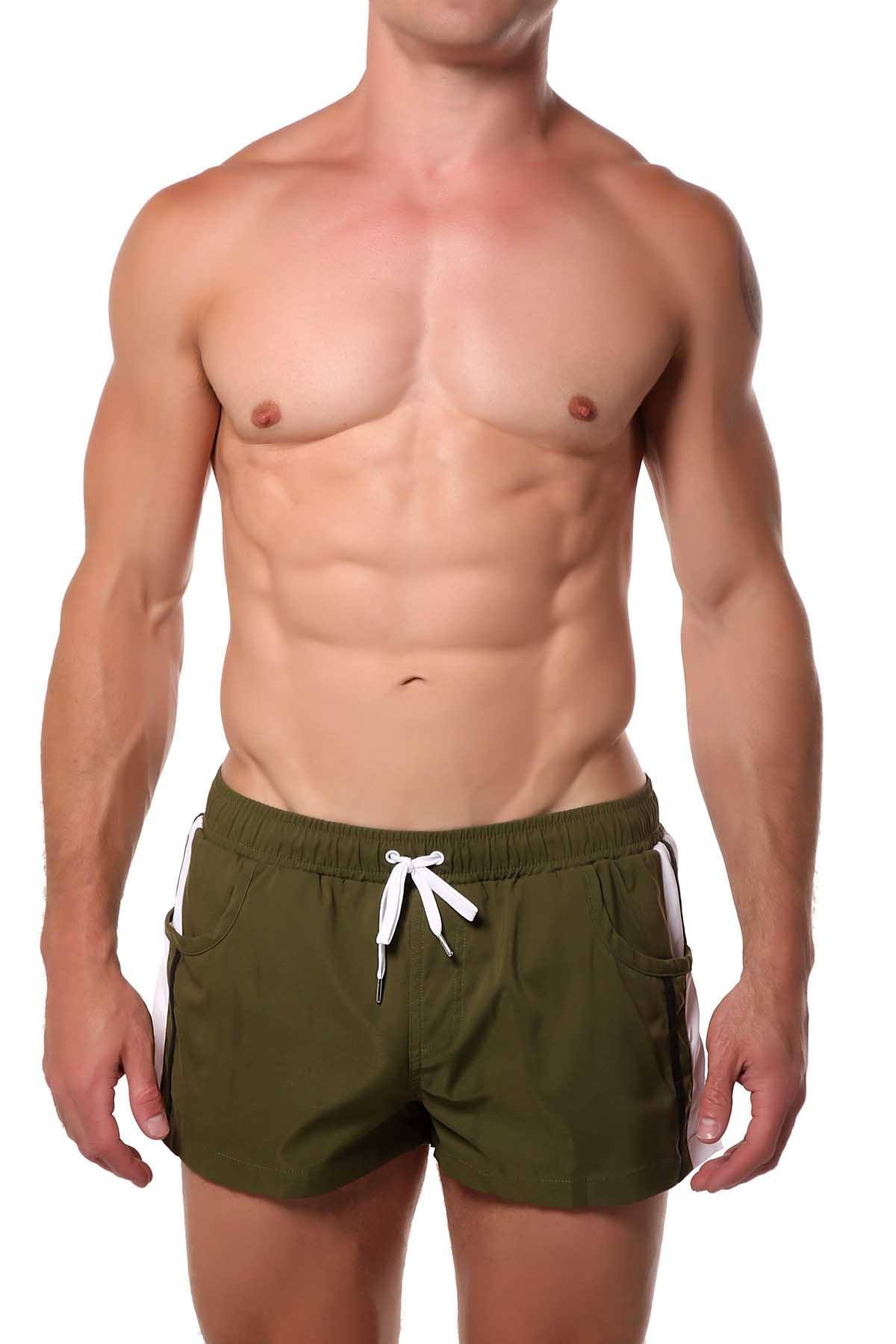 Green Striped Runner Short