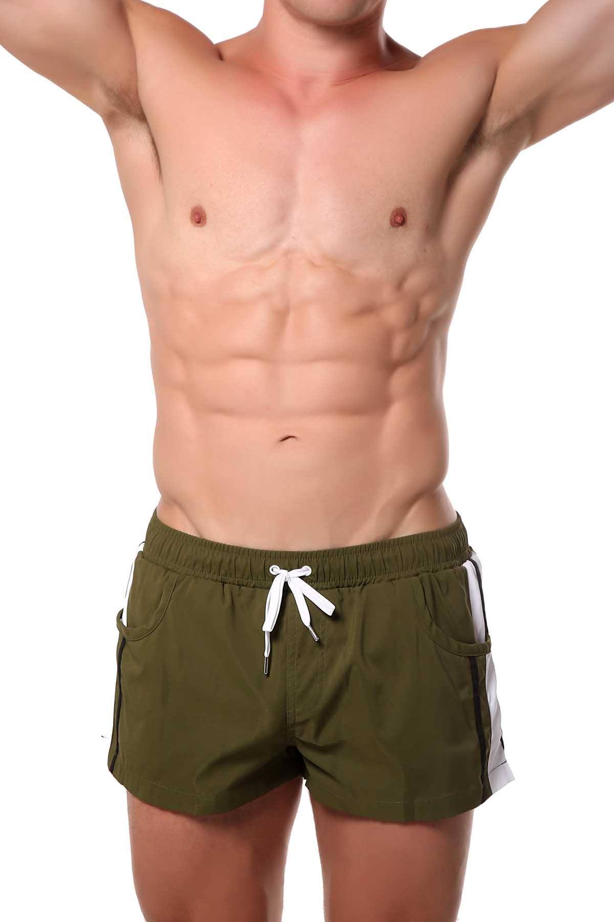 Green Striped Runner Short