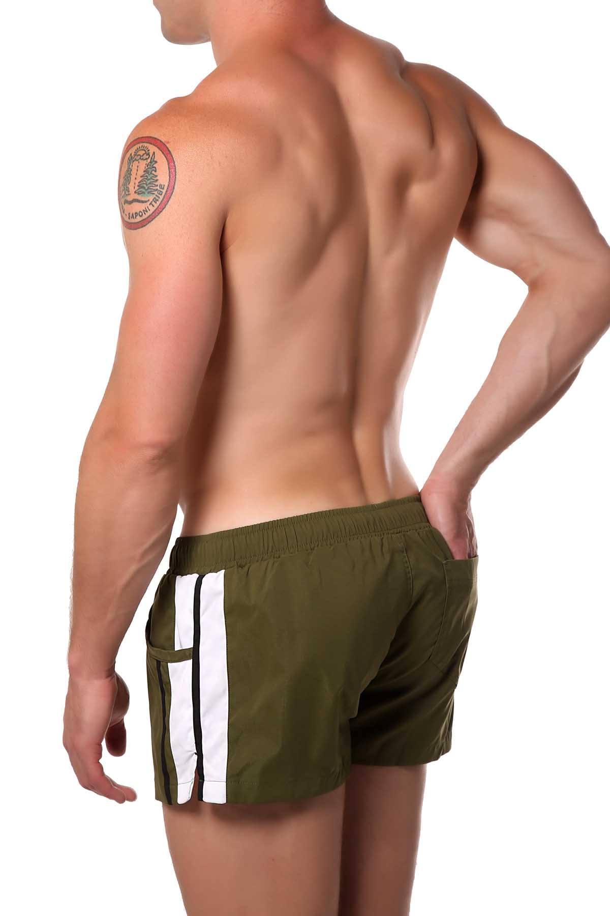 Green Striped Runner Short