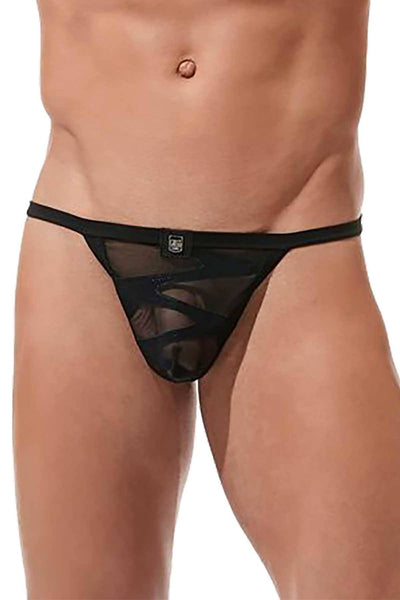 Gregg Homme Black High Line Laser Cut Embroidered Pouch G-String