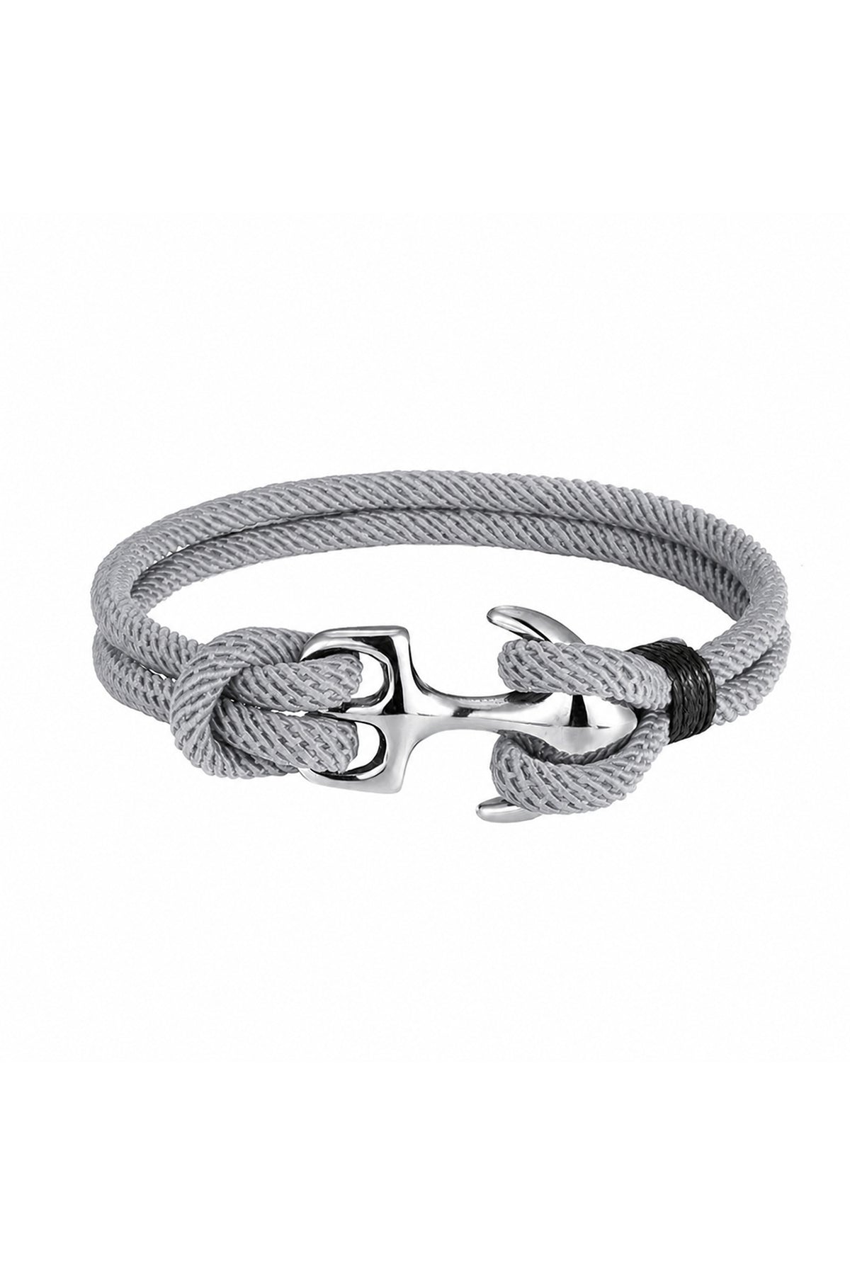 Grey Braided Rope Anchor Bracelet
