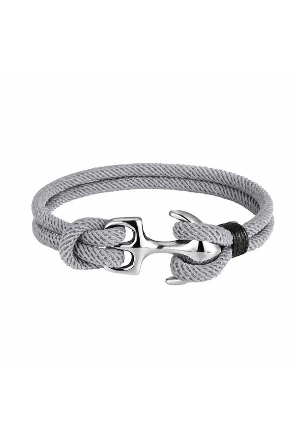 Grey Braided Rope Anchor Bracelet