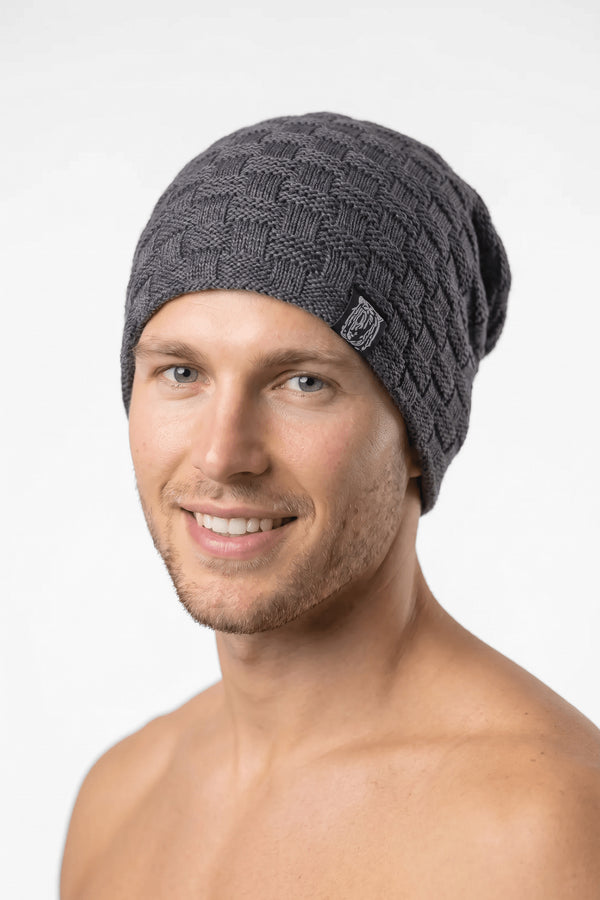Grey Cozy Bear Slouch Beanie