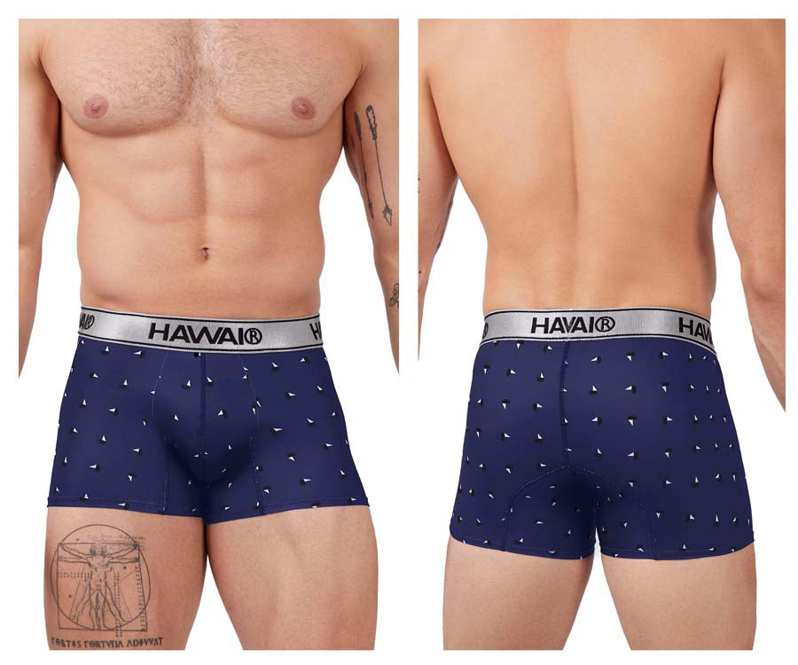 HAWAIR Men's Underwear 42470 Printed Microfiber Trunks Color Blue