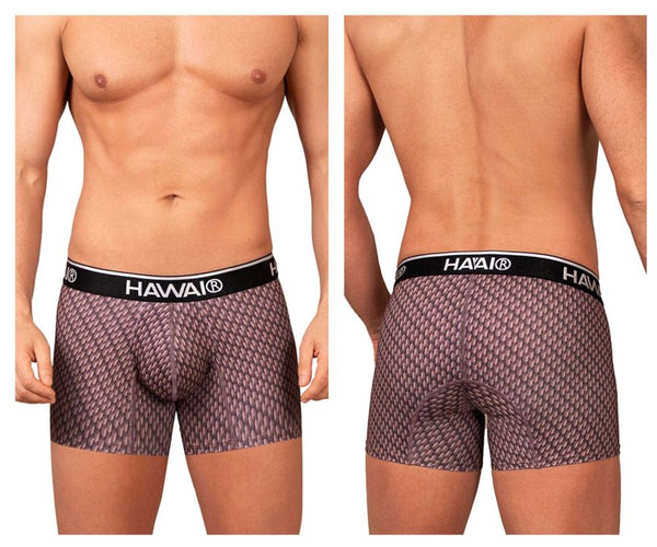 HAWAIR Men's Underwear 42420 Printed Trunks Color Cocoa
