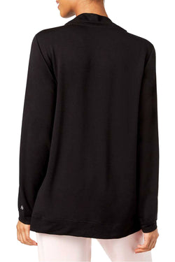 HUE Black Solid Zipper Front Lounge Top thumbnail 4