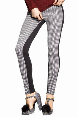 HUE Black/White Metallic-Glitz Check Ponte Legging thumbnail 2