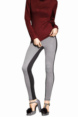 HUE Black/White Metallic-Glitz Check Ponte Legging thumbnail 4