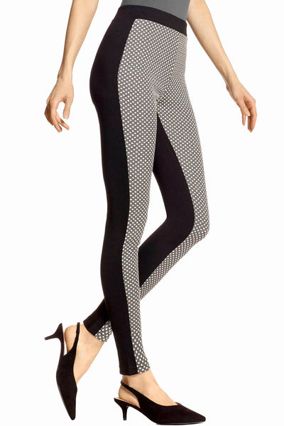 HUE Black/White Metallic-Glitz Check Ponte Legging