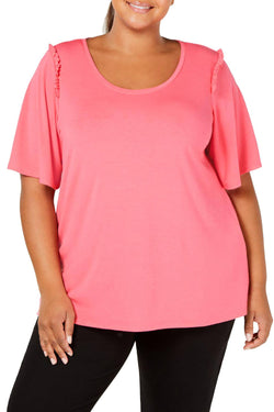 HUE Camellia Rose Bell Ruffled Sleeve Lounge Top thumbnail 4