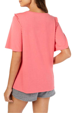 HUE Camellia Rose Bell Ruffled Sleeve Lounge Top thumbnail 2