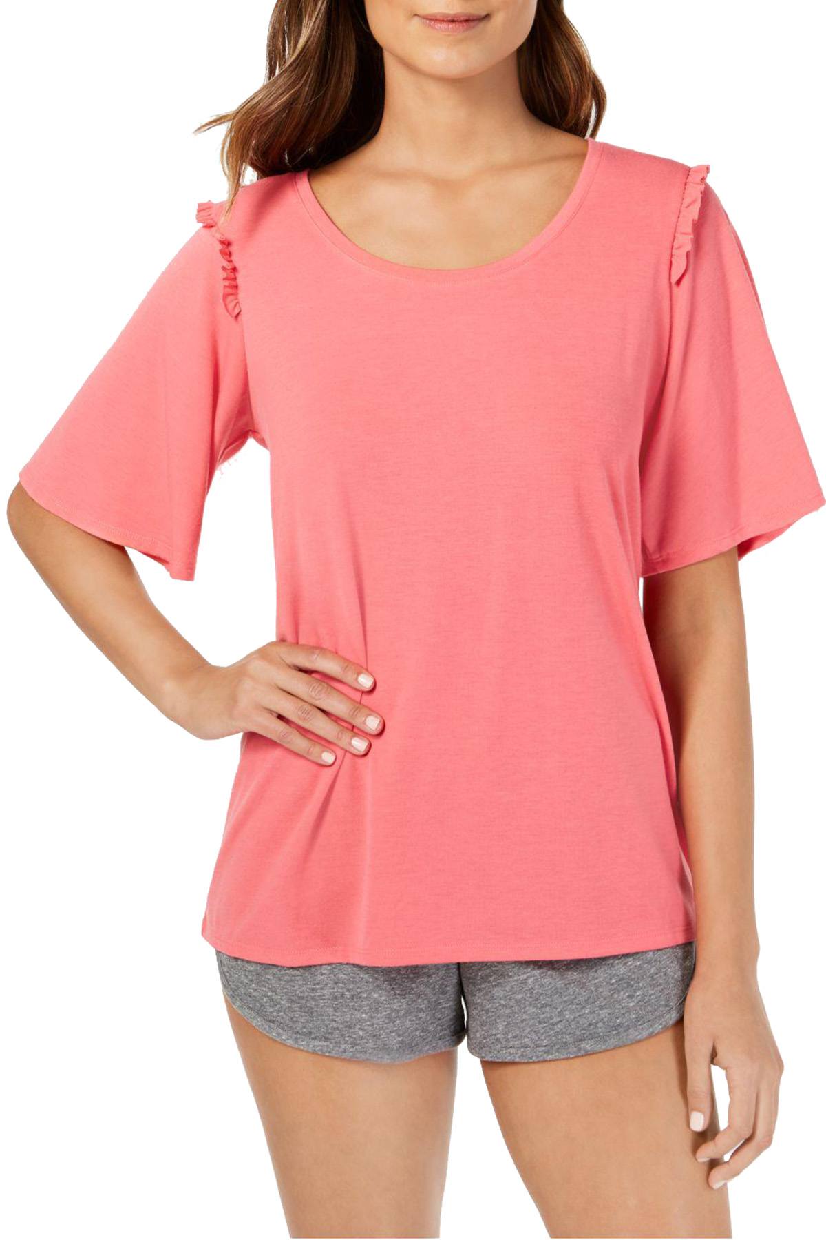 HUE Camellia Rose Bell Ruffled Sleeve Lounge Top