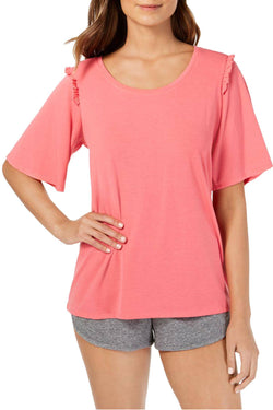 HUE Camellia Rose Bell Ruffled Sleeve Lounge Top thumbnail 1