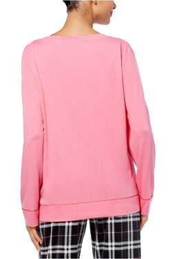 HUE Femme-Pink Holiday-Print Cotton Modal Pajama Top thumbnail 3