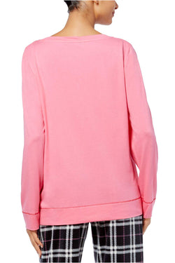 HUE Femme-Pink Holiday-Print Cotton Modal Pajama Top thumbnail 3