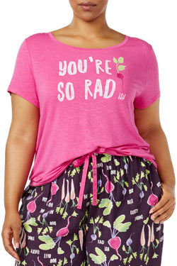 HUE PLUS Rose-Violet Printed Lounge Tee thumbnail 1