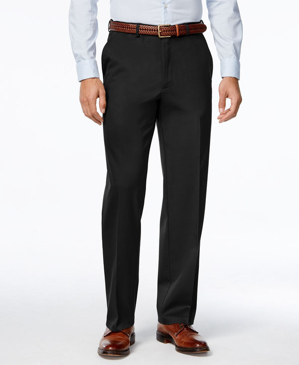 Haggar Big & Tall Premium No Iron Khaki Classic Fit Flat Front Hidden Expandable Waistband Pants Black