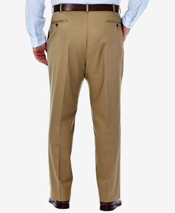 Haggar Big & Tall Premium No Iron Khaki Classic Fit Flat Front Hidden Expandable Waistband Pants British Khaki thumbnail 2
