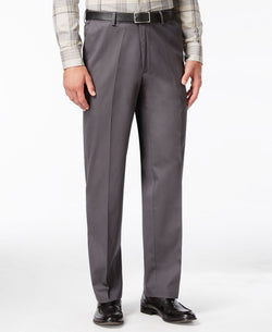Haggar Big & Tall Premium No Iron Khaki Classic Fit Flat Front Hidden Expandable Waistband Pants Dark Grey thumbnail 1