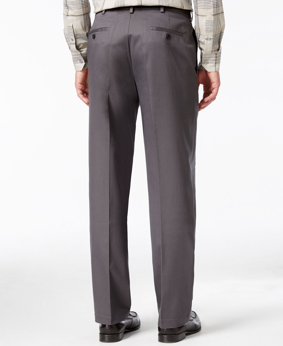 Haggar Big & Tall Premium No Iron Khaki Classic Fit Flat Front Hidden Expandable Waistband Pants Dark Grey