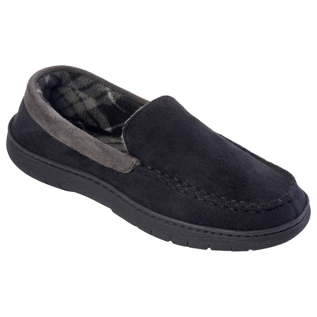 Haggar Microsuede Fleece Lined Brown Venetian Slippers  Black