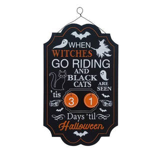 Halloween Countdown Wall Hanging Sign – “When Witches Go Riding”