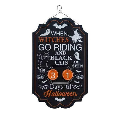 Halloween Countdown Wall Hanging Sign – “When Witches Go Riding”