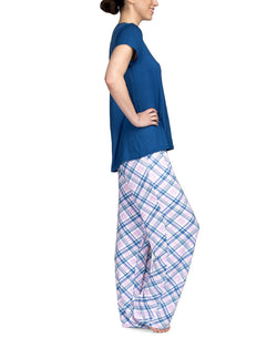 Hanes Wo 2pc Pajama Set Blue/plaid thumbnail 2