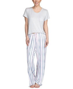 Hanes Wo 2pc Pajama Set Gray/stripe thumbnail 1