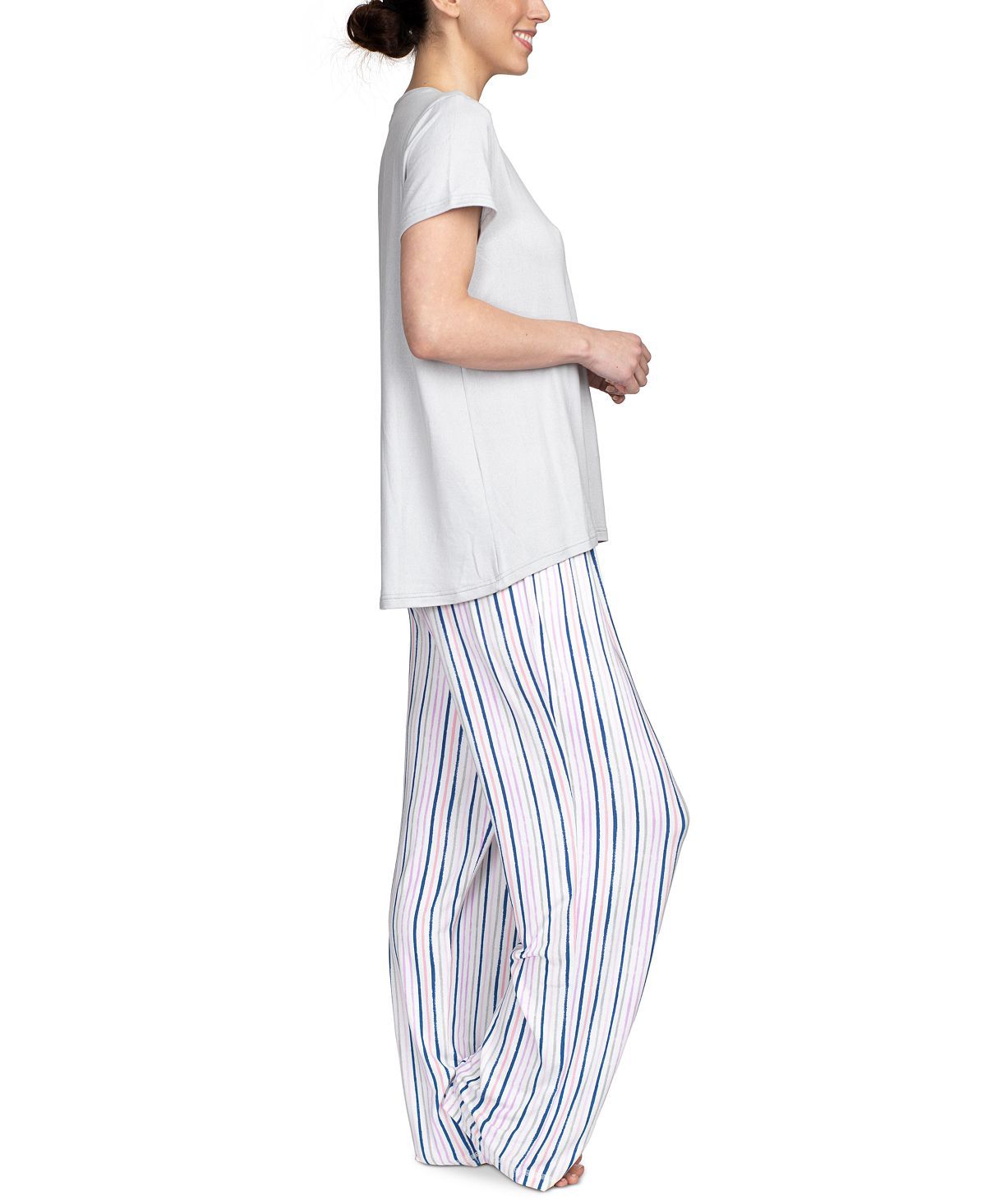 Hanes Wo 2pc Pajama Set Gray/stripe