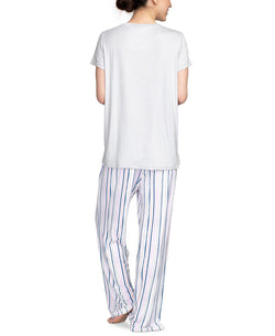 Hanes Wo 2pc Pajama Set Gray/stripe thumbnail 3
