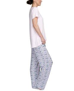 Hanes Wo 2pc Pajama Set Pink/geo thumbnail 2