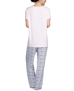 Hanes Wo 2pc Pajama Set Pink/geo thumbnail 3