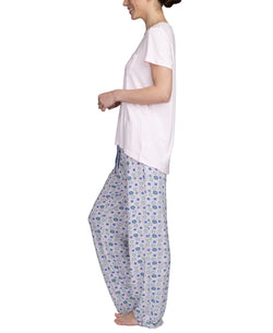 Hanes Wo 2pc Pajama Set Pink/geo thumbnail 4