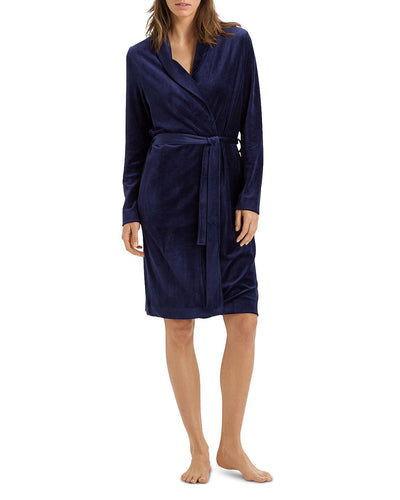 Hanro Velour Wrap Robe Intense Blue