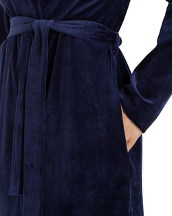 Hanro Velour Wrap Robe Intense Blue thumbnail 3