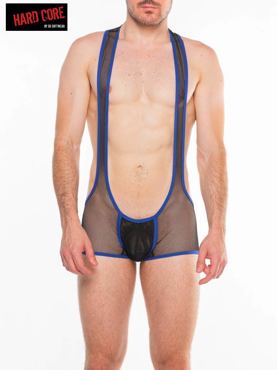 Hard Core Black and Royal Frisky Thrust Singlet