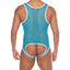 Hard Core Turquoise Tryst Backless Mesh Singlet