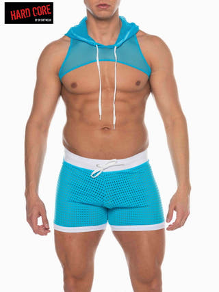 Hard Core Turquoise Tryst Mesh Hooded Harness