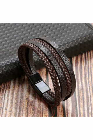 Heritage Ridge Men’s Multi-Strand Leather Bracelet