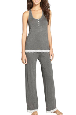 Honeydew Intimates Charcoal/Cream Long Babycakes Pajama Set thumbnail 2