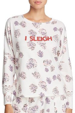 Honeydew Intimates Pinecone-Printed "I Sleigh" Lounge Top thumbnail 1