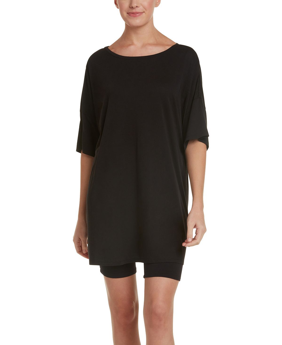 Honeydew Wo Oversized T-shirt And Bike Shorts Pajama Set Black