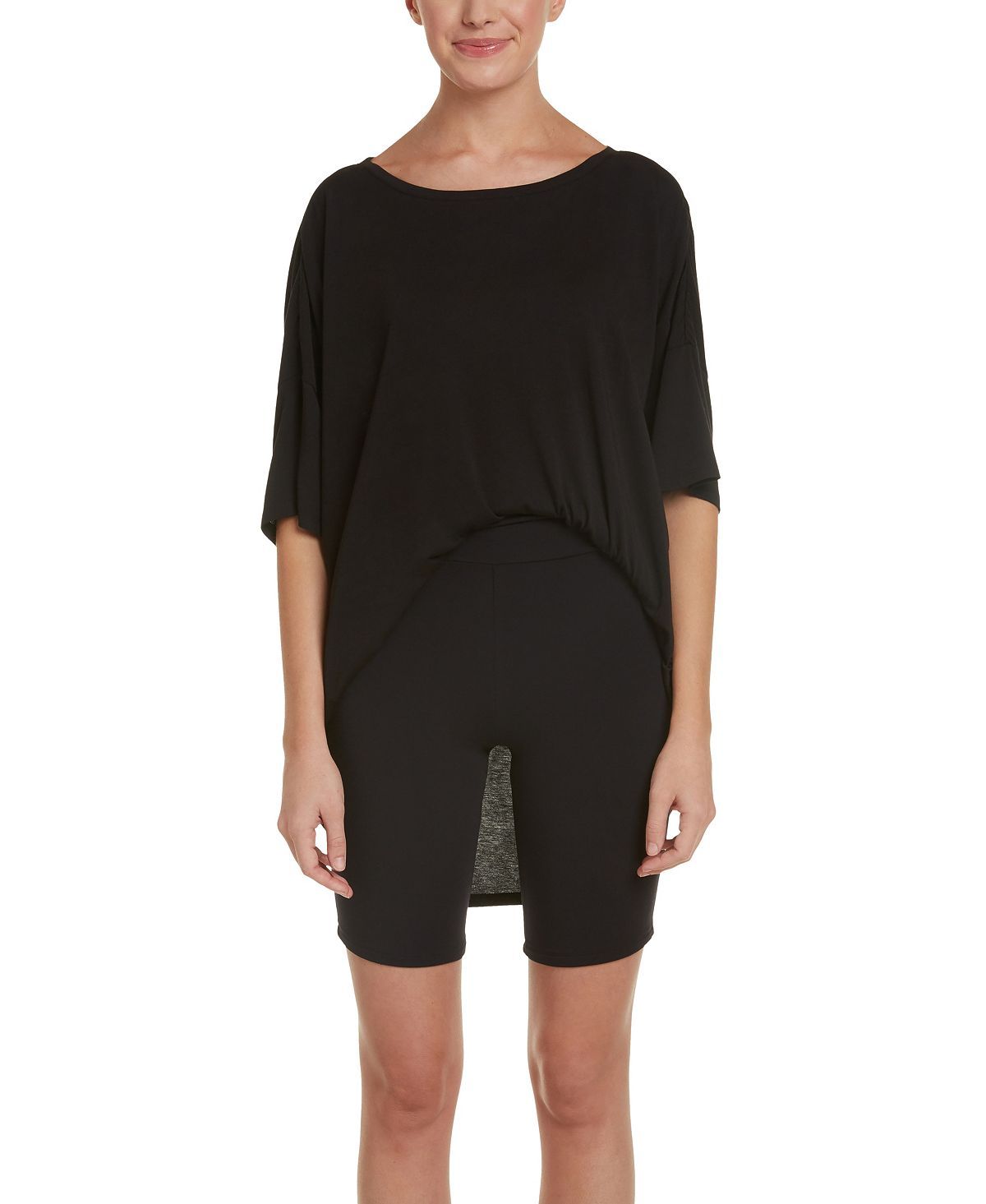 Honeydew Wo Oversized T-shirt And Bike Shorts Pajama Set Black