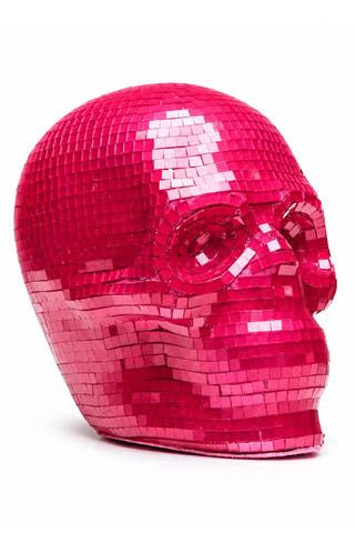 Hot Pink Mosaic Disco Skull Halloween Décor