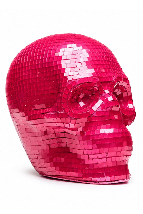 Hot Pink Mosaic Disco Skull Halloween Décor