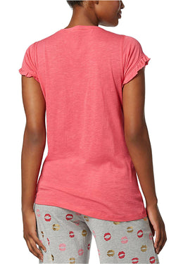 Hue Honeysuckle Light My Fire Graphic-Print Ruffle-Sleeve Lounge Tee thumbnail 4