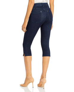 Hue Ultra Soft Denim High Waist Short Capri Leggings Black Indigo Wash thumbnail 2