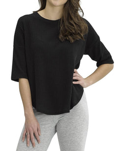 Hue Wo 3/4 Sleeve Pajama Shirt Black thumbnail 1