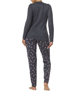 Hue Wo Margaricious Henley Pajama Set Black thumbnail 3